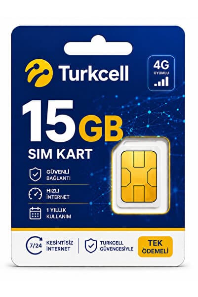 Opticam 4g Turkcell Her Ay 15 gb Sim Kartı 1 Yıllık Tek Ödeme Data m2m Hattı Güvenlik Kamerası Modem Hattı