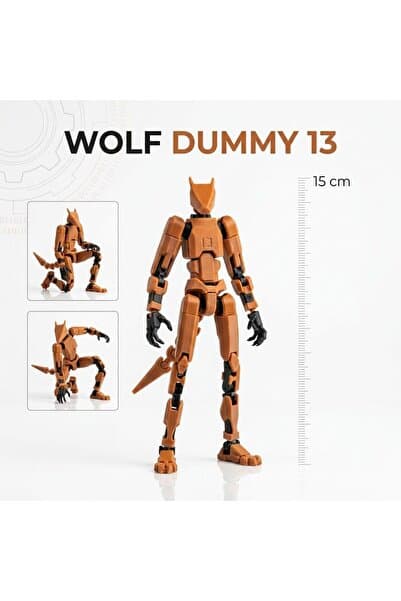 MD Design Wolf Dummy 13 Hareketli Eklemli Aksiyon Figürü 15 cm 3D Baskı Koleksiyon Modeli