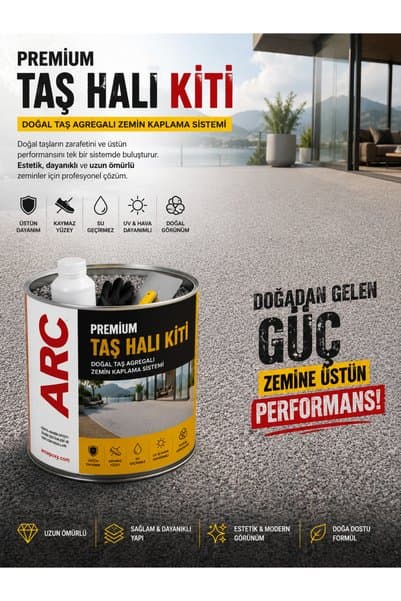 ARCMARİN KİMYA VE DENİZCİLİK HIRDAVAT Dekoratif Taş Halı Kiti- Renkli Taş Zemin Kendin Uygulama Seti 20 KG