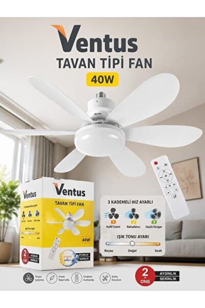 Perafit Trend Yerli Üretim 40W Uzaktan Kumandalı Tavan Tipi Fan LED Aydınlatma Ventus