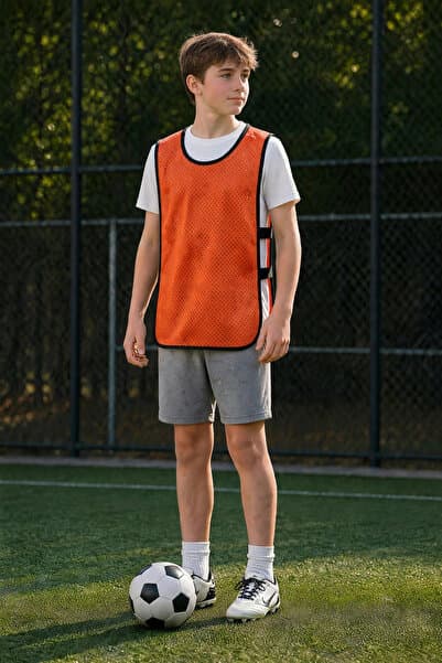 Campo Çocuk Fileli Antrenman Yeleği Neon Turuncu- Halı Saha Bip Yeleği (6'lı Set)