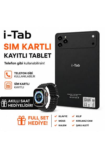 asfteknoloji İ-Tab 17 ProMax Sim Kartlı Tablet Akıllı Saat Hediyeli+Kalvye+Full Set