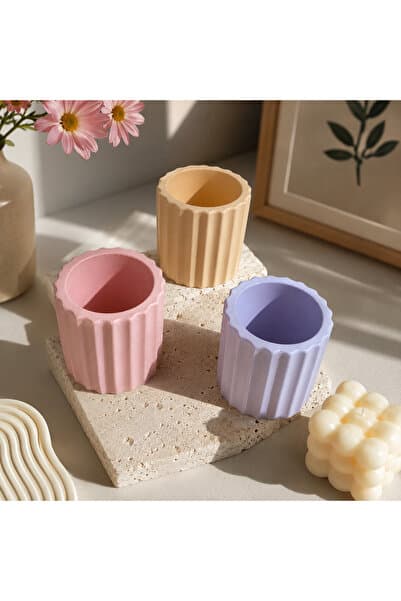 SAKS Dalgalı beton mini saksı sukulent mum