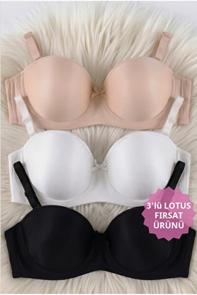 CHOCHO Kadın Lotus Dolgusuz Telli Toparlayıcı 3'lü Sütyen Takımı