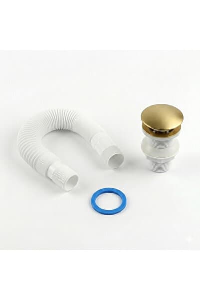 KAVİTİCARET Mat Gold Lüks Basmalı Lavabo Sifonu - Pop-Up Akıllı Süzgeç Tapası - Standart Uyumlu (Lavabo sifonu dahildir)