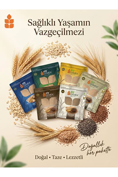 fit Kepekli ,Yulafli ,Chia ,Arpa ,Çavdar ve Keten Tohumlu Lavaş Ekmeği 300gr