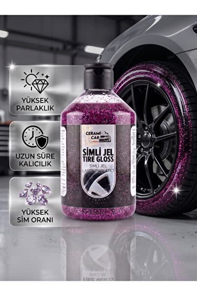 Ceramicar Custom Pembe Simli Jel Lastik Parlatıcı - Yüksek Sim Oranı - Islak Görünüm (500ML)