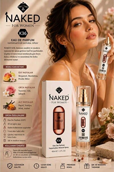 naked K36 For Women Eau De Parfum 45 ml – Gizemli ve Çekici Kadın Parfümü