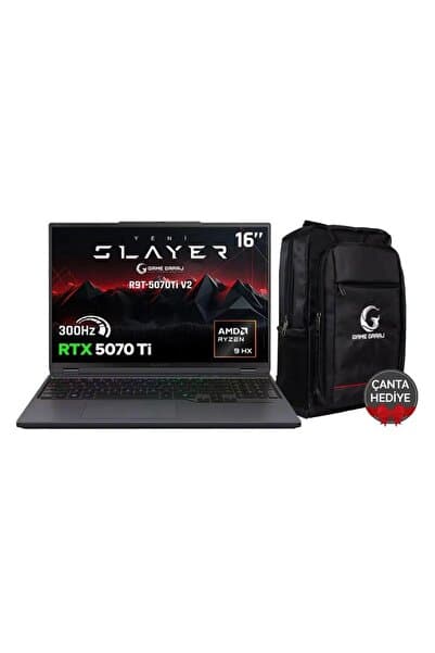 Game Garaj Slayer R9T-5070Ti V2 C6 AMD Ryzen 9 9955HX 64GB RAM 2TB SSD RTX5070Ti 16" 300Hz QHD+ IPS FreeDOS