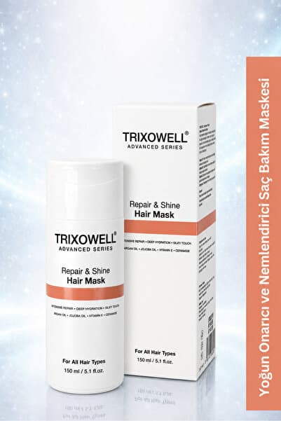 Trixowell Advanced Repair & Shine Yoğun Onarıcı ve Nemlendirici Saç Bakım Maskesi – Argan Yağı, Jojoba Yağı, Vitamin E, Seramid – 150 ml