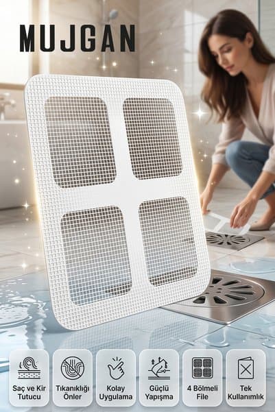 MUJGAN Yapışkan Gider Süzgeci Saç ve Kir Tutucu Banyo Lavabo Gider Kapağı 1 Adet