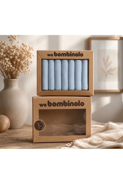 The TWO Bebek Ağız Mendili Mavi Renk Müslin Bez Yıkanabilir Emici Mendil - Renk Seçenekli
