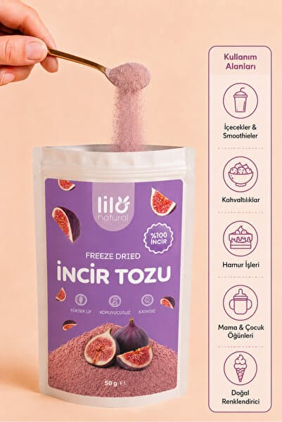Lilo Natural Freeze Dried İncir Tozu 50 g - %100 İncir - Dondurularak Kurutulmuş Meyve Tozu