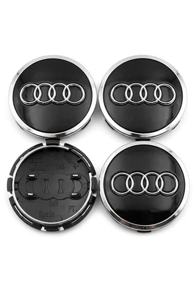 Camel Audi A4-A5-A6-Q7 2016/2022 Jant Göbek Arması Takım (Oem Kalite) 8W0601170A 4M0601170 (Parlak Siyah)
