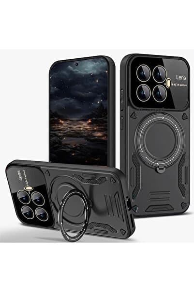 m.tk moveteck Xiaomi Mi 17T Uyumlu Kılıf Magsafe Dönebilen Halkalı Standlı Kamera Lens Korumalı Gold Detaylı Military