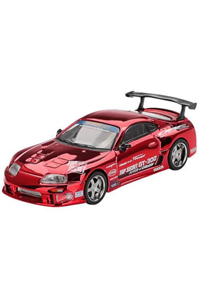mini gt Toyota Supra A80 Top Secret GT‑300 '14 Kırmızı Krom – 1:64