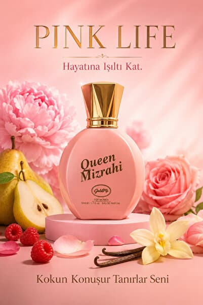 GoldMi Queen Mizrahi - Pink Life 50 ML Edp Kadın Parfüm %35 Esans Yüksek Kalıcılık Etkili Çekicilik - Kokun Konuşur Tanırlar Seni
