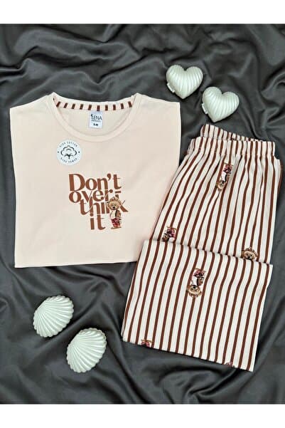 Lena Homewears Kadın Desenli Pamuklu Kısa Kollu Bisiklet Yaka Pijama Takımı