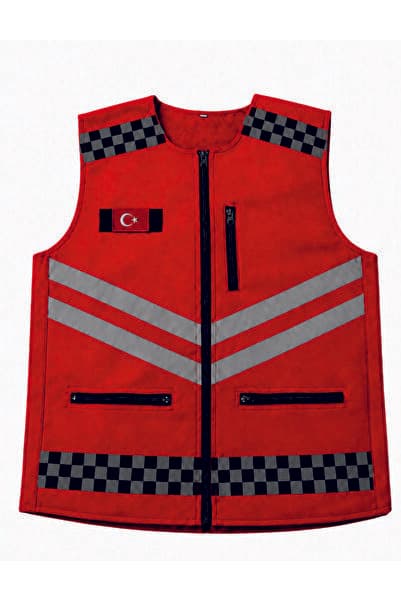 ACR Giyim Tekstil Forma Baskı Motorcu yeleği - Kırmızı - Reflektör