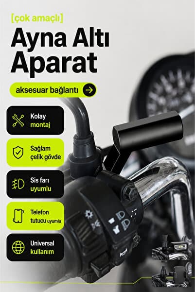 Motobros Motosiklet Çelik Ayna Bağlantı Telefon Tutucu Aparatı Sis Farı ve Kamera Montaj Ayağı