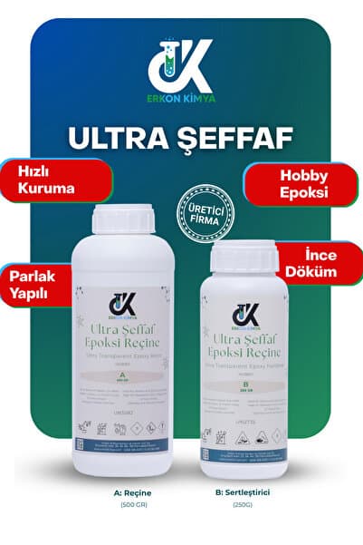 ERKON KİMYA ULTRA ŞEFFAF Hobby Epoxy Epoksi Reçine İnce Döküm Fast 750 GR