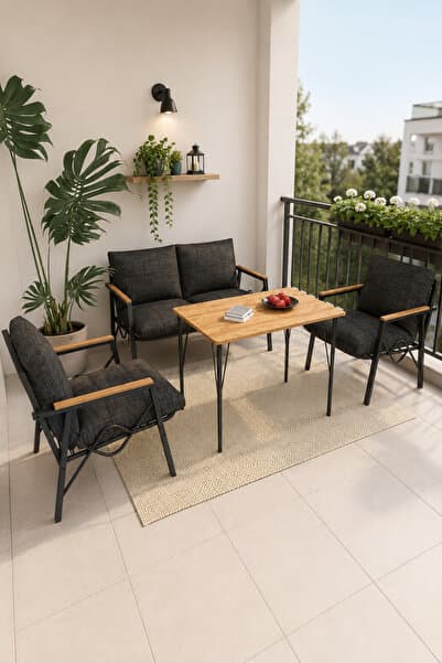 DORUK HOME Balkon, Bahçe, Cafe, Metal Koltuk Takımı, Bahçe Takımı , Çay Seti, 2 1 1 Masa