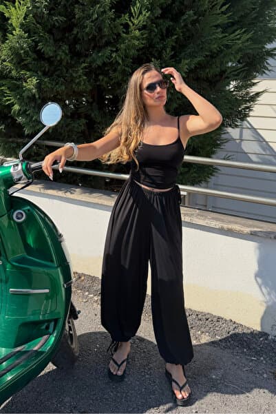 macharel jeans Rustik Arka Bağcıklı Şalvar Pantolon