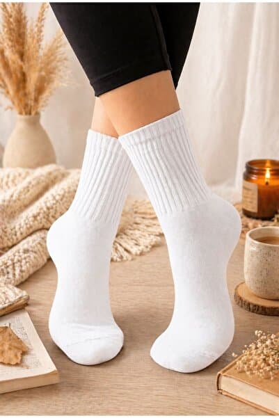 H&N Socks Düz Renk Desensiz Pamuklu Unısex Tenis Kolej Çorap