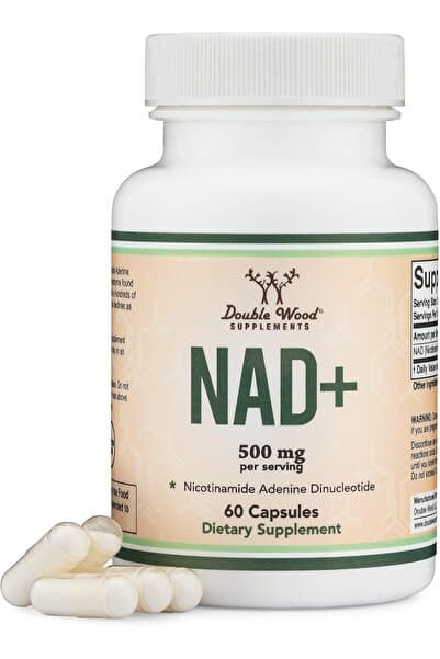 Double Wood Supplements NAD+ Anti Aging & Cell Regeneration | 500mg of 95% Pure NAD Plus Per Serving, 30 Day Supply 60 Kapsül