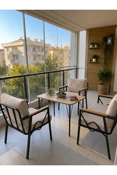 DORUK HOME Rüya model, Balkon, Bahçe, Cafe, Balkon takımı, oturma grubu, Metal kanepe, Balkon Mobilyası 2 1 1 50x90 masalı