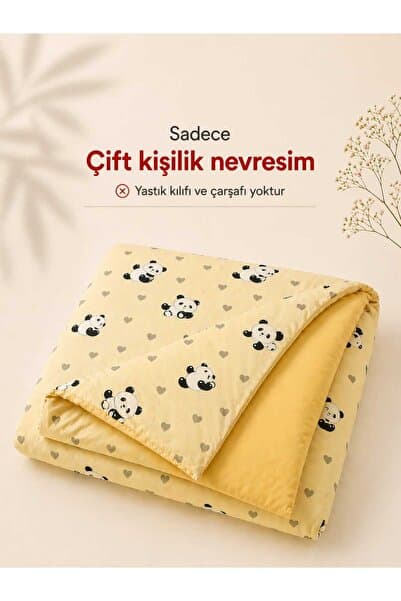 Valezium SARI PANDA ÇİFT KİŞİLİK NEVRESİM KILIFI