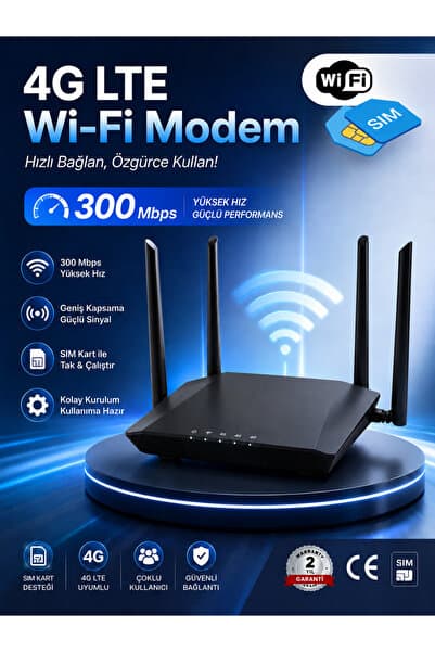 UMSN 300 Mbps SolidFast 4G LTE Modem | Sim Kartlı Modem | Superbox | Wi-Fi 6 | 2.4 GHz
