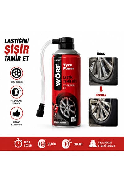 WÖRF Lastik Tamir Kiti 400 Ml. Lastik Tamir Köpüğü Sprey