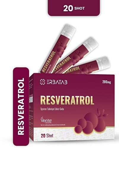 Erbatab Resveratrol Shot 200 Mg 20 Shot Ahududu Aromalı Takviye Edici Gıda