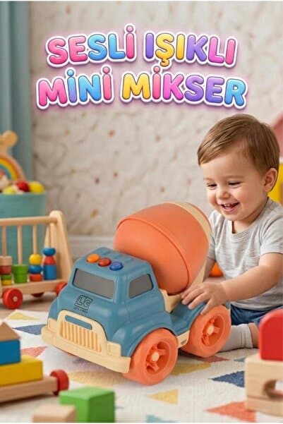 Tıfıl Toys Işıklı ve Sesli Eğitici Beton Mikseri Çocuklar İçin Güvenli Gelişim Destekleyici İlk Beton Mikserim