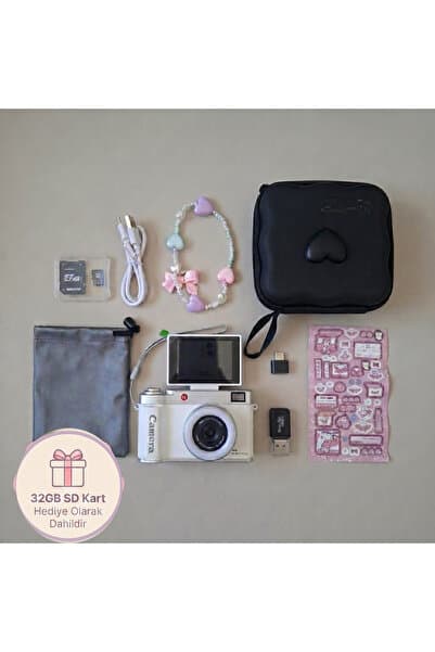 4K Çantalı Dijital Retro Video Kamera 48MP 16X Zoom Işıklı (+32GB Kart Hediye) Fotoğraf Makinesi