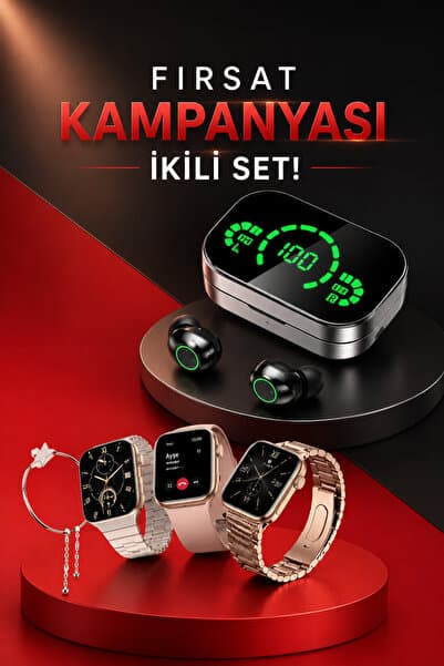 Lisinya Yeni Nesil Kaliteli Akıllı Saat ve Kablosuz Bluetooth Kulaklık Yüksek Ses Kaliteli -