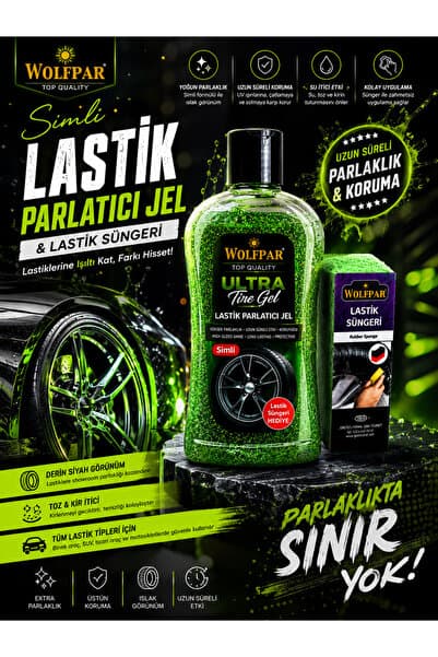 WOLFPAR Simli Lastik Parlatıcı Jel ve Lastik Süngeri (YEŞİL)