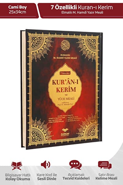 Furkan Neşriyat Kuranı Kerim 7 Özellikli Arapça Satır Arası Türkçe Okunuş Kelime Anlamı Meal Tecvidli Cami Boy