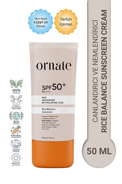 Ton Eşitleyici, Leke karşıtı, Nemlendirici ve Canlandırıcı Pirinç Özlü SPF50+ Güneş Kremi 50 mL