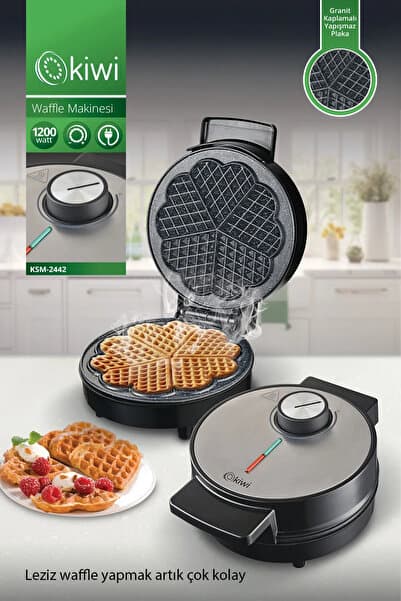 Kiwi Ksm-2442 Yapışmaz Plakalı Paslanmaz Çelik Waffle Makinesi