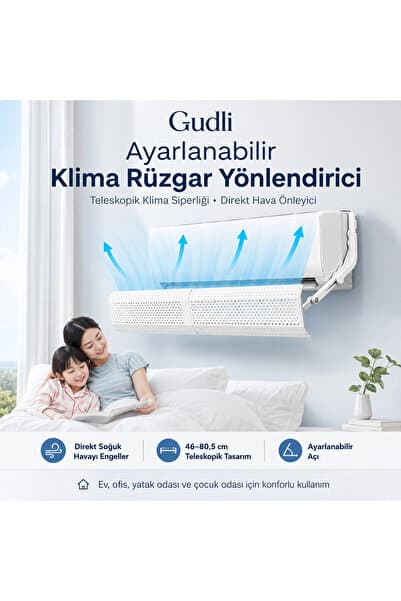 Gudli Evrensel Klima Rüzgar Deflektörü Aktif Karbon Filtreli Klima Yönlendirici Doğrudan Üflemeyi Ön