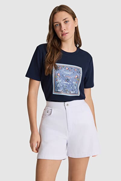 U.S. Polo Assn. Kadın Lacivert Bisiklet Yaka Tişört 50323487-VR033