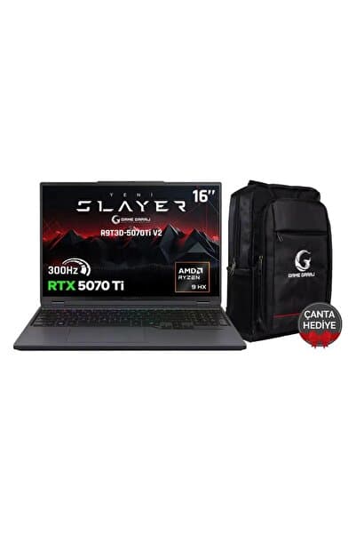 Game Garaj Slayer R9T3D-5070Ti V2 C5 AMD Ryzen 9 9955HX3D 32GB RAM 2TB SSD RTX5070Ti 16" 300Hz QHD+ FreeDOS