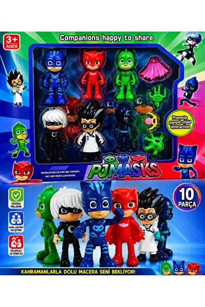 Retoys Pj Masks Pijamaskeliler Catboy Owlette Gekko 6'lı 10 Parça Oyun Seti