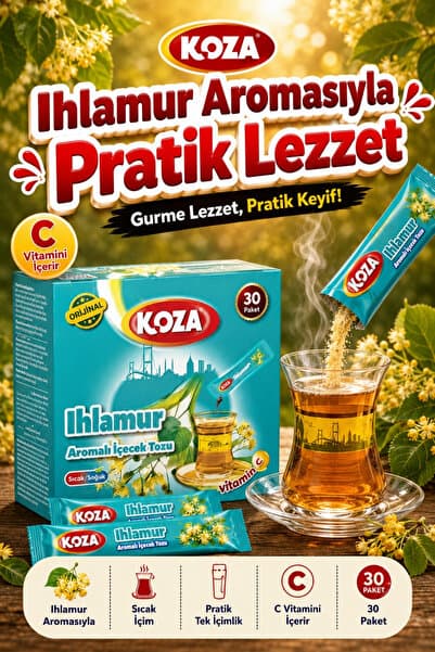 Koza Gurmelerin Seçimi Pratik Lezzet Ihlamur Aromalı Tek İçimlik Toz Ihlamur Çayı 30 Stick