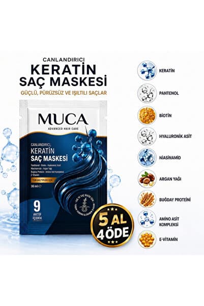 MUCA Keratin Saç Maskesi 30 ml | Onarıcı, Nemlendirici ve Besleyici Saç Bakım Maskesi.