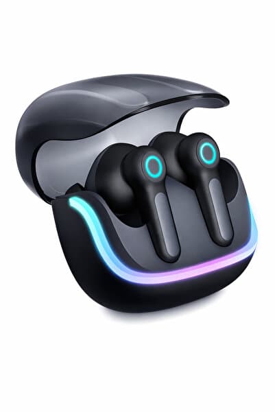TECHNOMEN Bluetooth 5.3 Oyuncu Kablosuz Kulaklık TWS, 4 Mikrofonlu ENC Gürültü Engelleme,45ms Düşük Gecikme IPX5 Suya Dayanıklı, RGB LED Şarj Kutulu 60 Saat Pil Ömrü