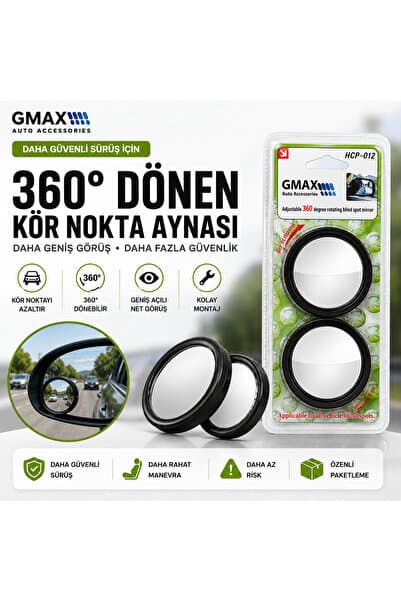 gmax 360° Dönebilen Kör Nokta Aynası 2'li Set Geniş Açılı Oto Yan Ayna Yardımcı Aynası Kör Nokta Güvenlik Aynası Evrensel Uyum