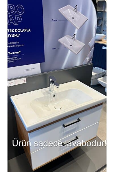 TURKUAZ Cerastyle Frame Etajer Uyumlu Damlalıklı Lavabo 65*45 Cm